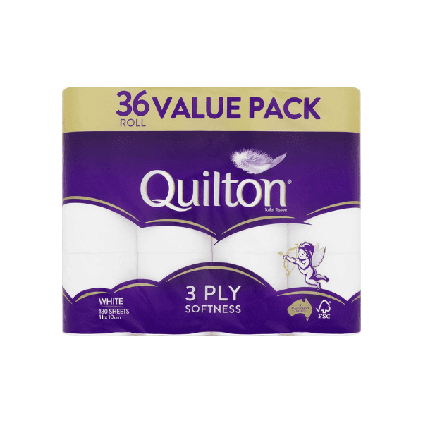 Quilton 3 Ply Toilet Tissue 180 Sheets per Roll Pack of 36