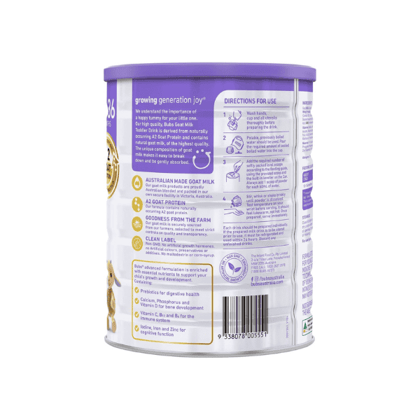Bubs Goat Milk Toddler Formula Stage 3 12-36 Months Australian Made with Premium Goat Milk 800g
