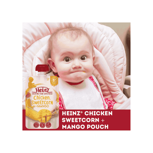 Heinz Baby Food Pouch 120g Chicken Sweetcorn & Mango for 6+ Months Pack of 6