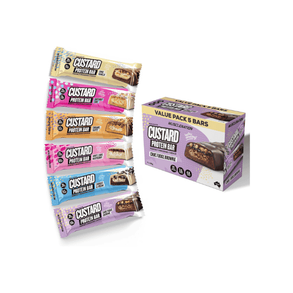 Muscle Nation Custard Protein Bar Favourites 6 x 60g 6 Varieties in Eco-Friendly Packaging