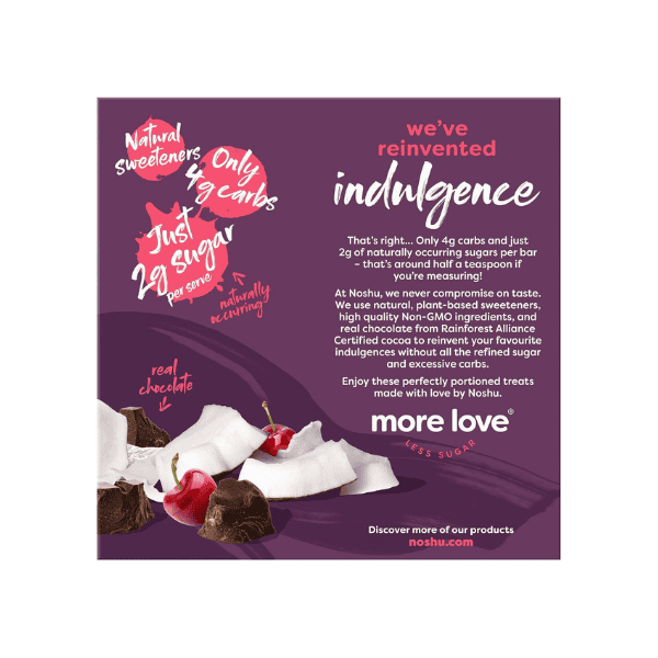 Noshu Low Carb Cherry Coconut Bars 5 Pack 160g Gluten-Free & Delicious Treats