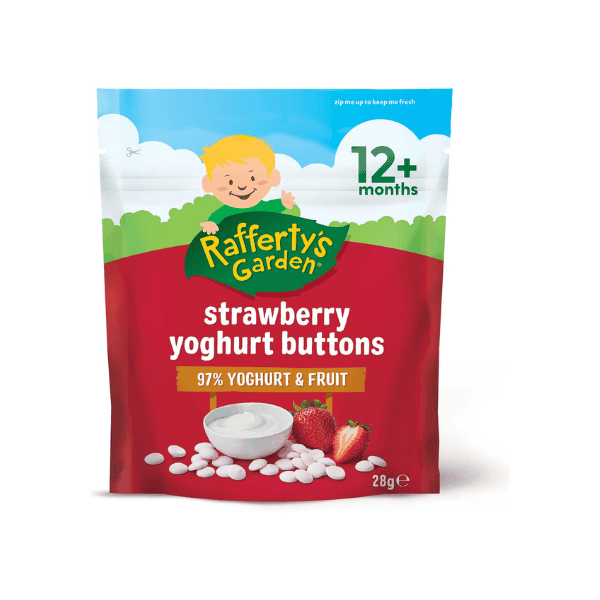 Rafferty’s Garden Strawberry Yoghurt Button Snacks for 12+ Month Babies 28g Case of 8