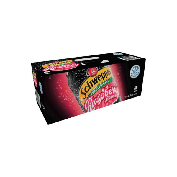 Schweppes Traditional Raspberry Soft Drink 375ml Cans Pack of 10 Classic Fizzy Refreshment