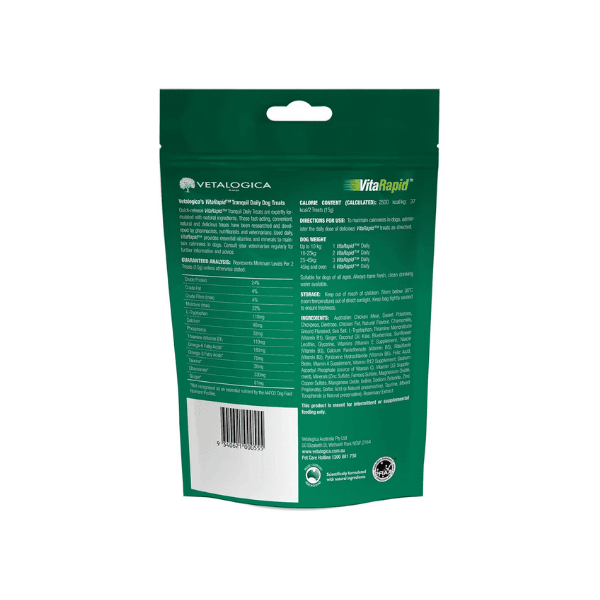 Vetalogica VitaRapid Tranquil Treats for Dogs 210g for Stress Relief During Storms
